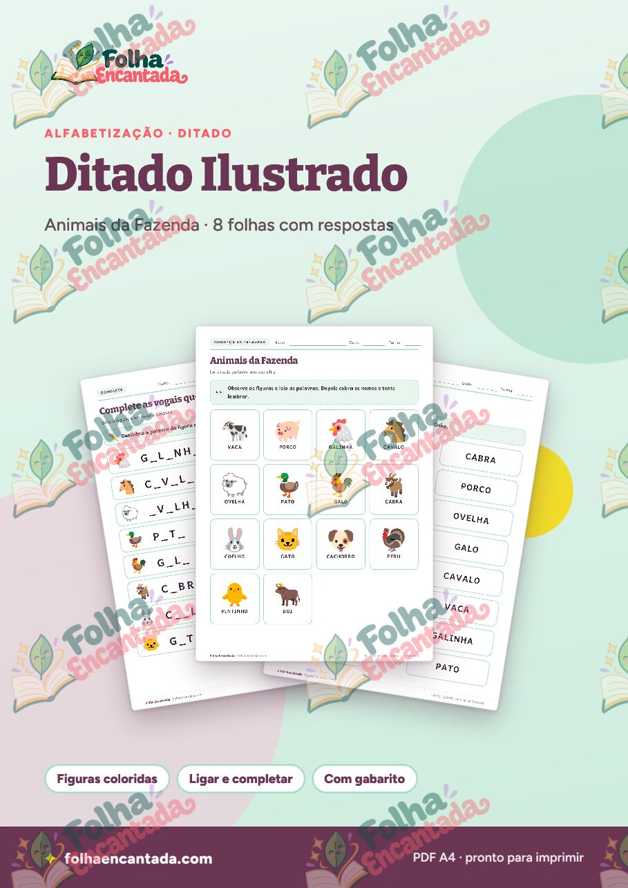 Prévia da página 1 de Ditado Ilustrado: Animais da Fazenda