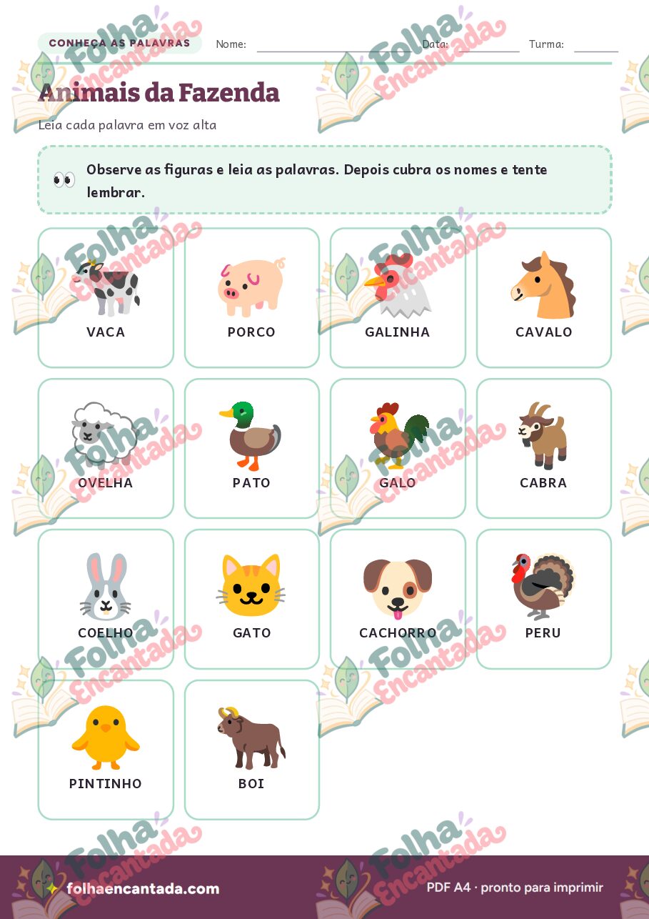 Prévia da página 2 de Ditado Ilustrado: Animais da Fazenda