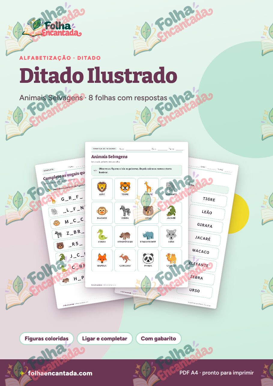 Prévia da página 1 de Ditado Ilustrado: Animais Selvagens