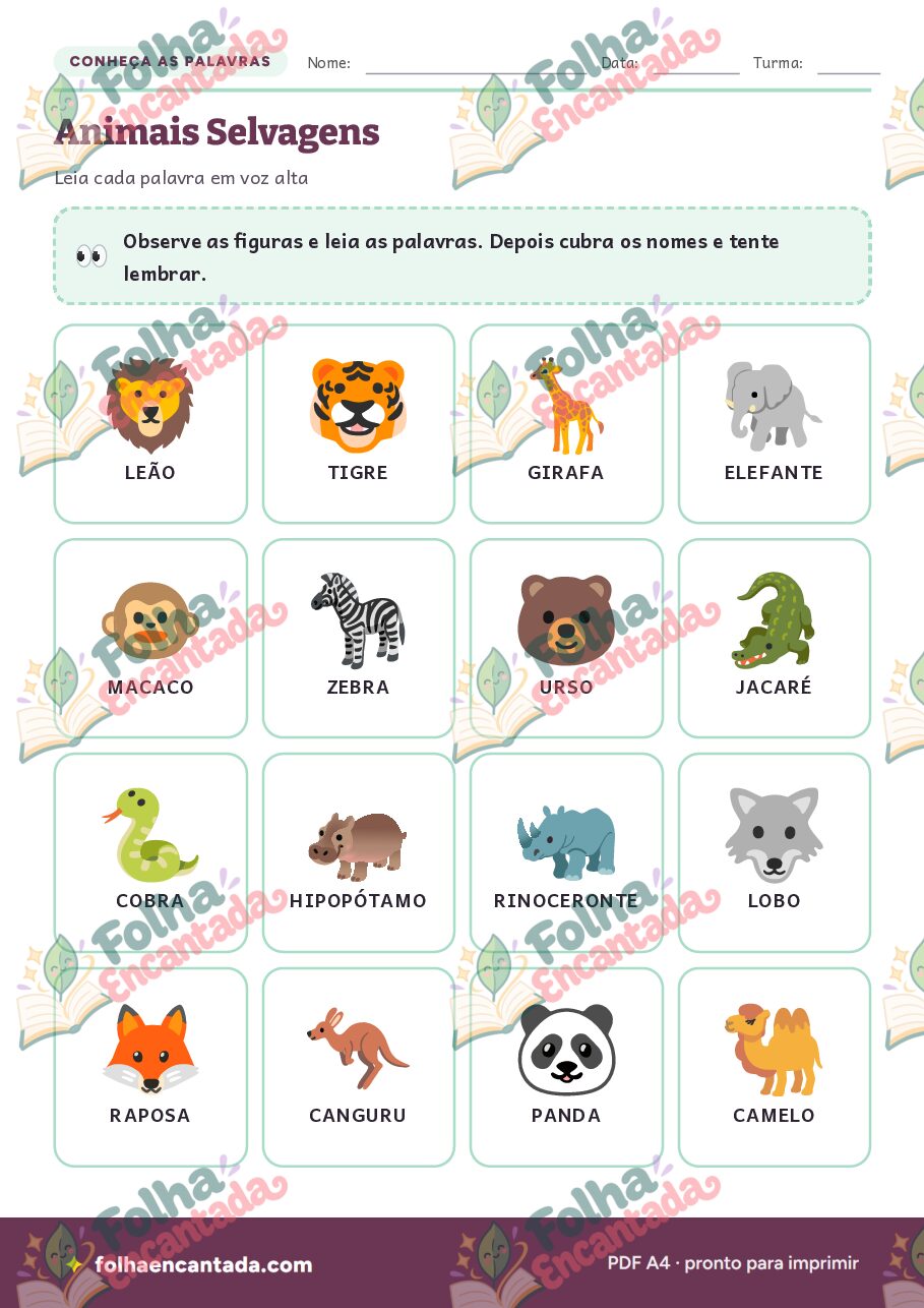 Prévia da página 2 de Ditado Ilustrado: Animais Selvagens