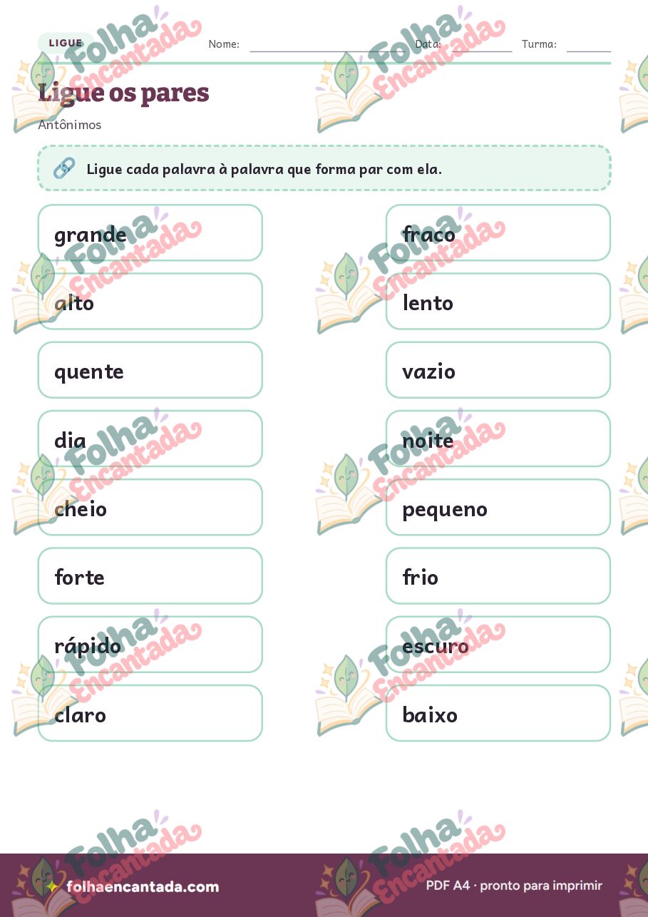 Prévia da página 3 de Antônimos: Palavras Opostas em Atividades