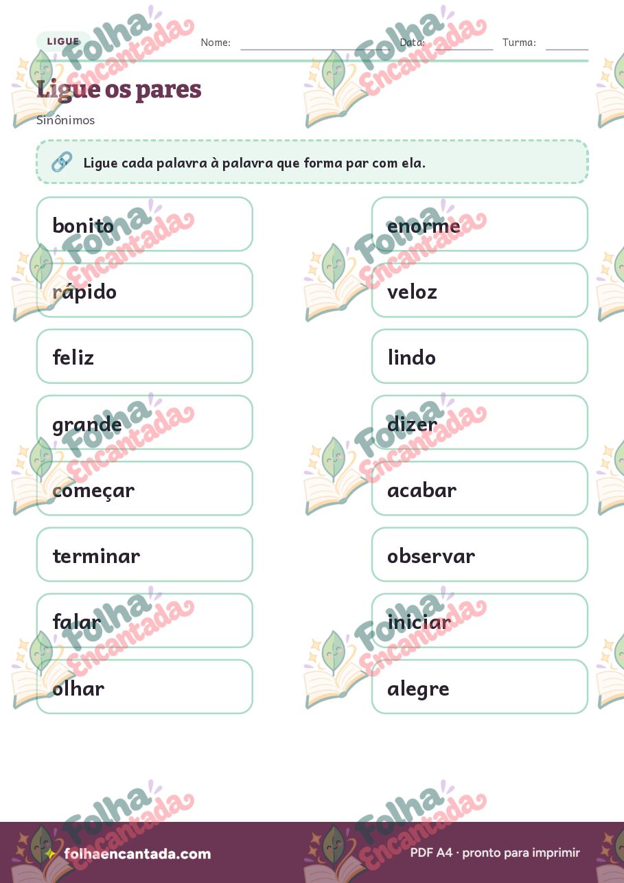 Prévia da página 3 de Sinônimos: Palavras Parecidas em Atividades