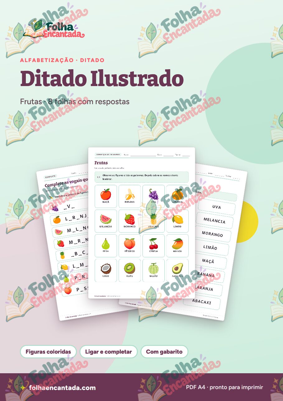 Prévia da página 1 de Ditado Ilustrado: Frutas