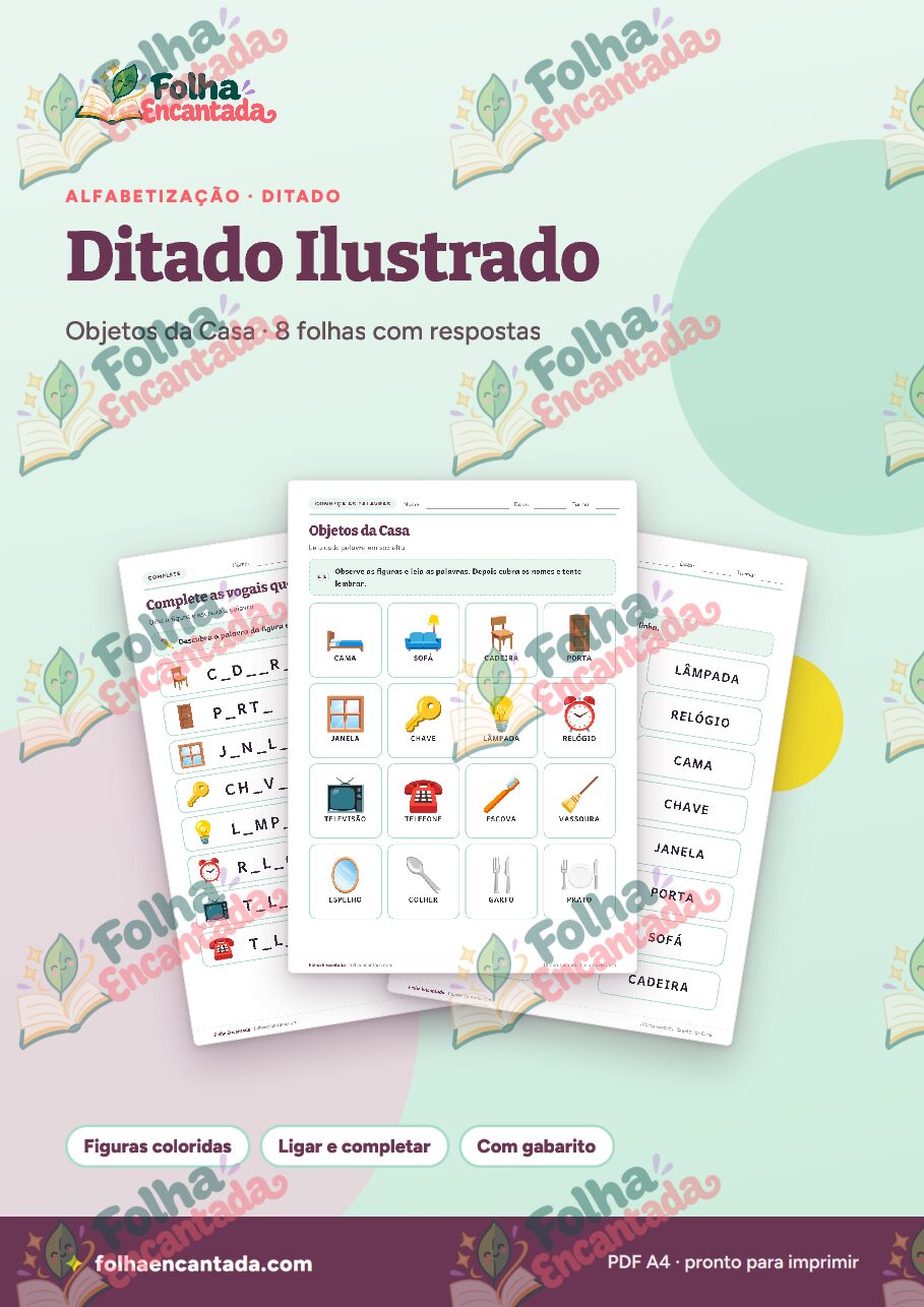 Prévia da página 1 de Ditado Ilustrado: Objetos da Casa
