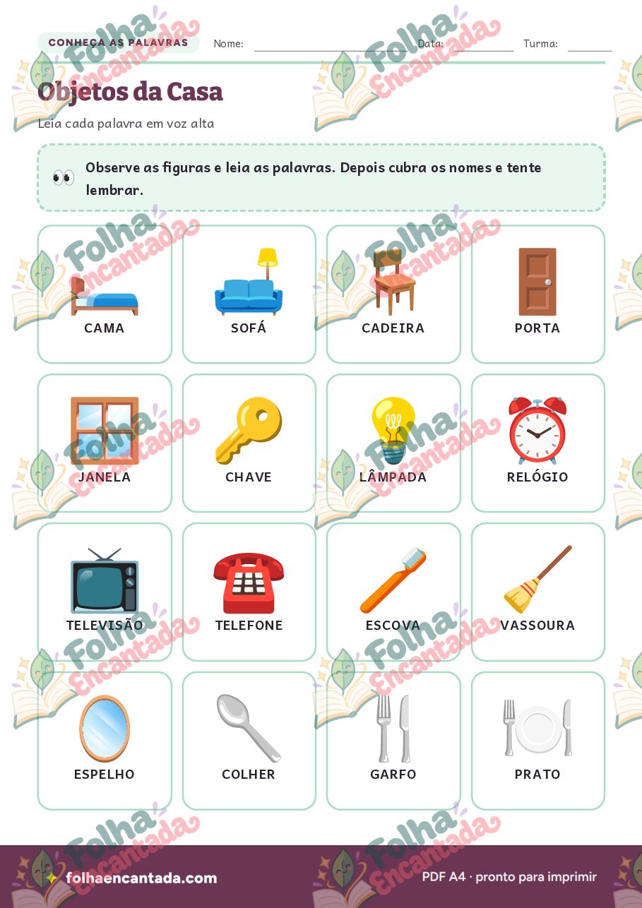 Prévia da página 2 de Ditado Ilustrado: Objetos da Casa