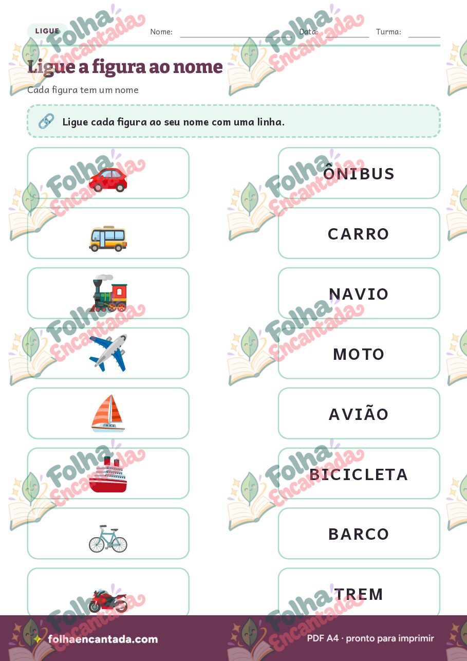 Prévia da página 3 de Ditado Ilustrado: Meios de Transporte