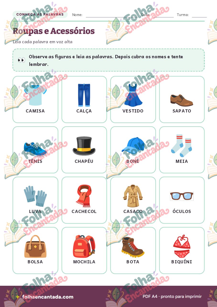Prévia da página 2 de Ditado Ilustrado: Roupas e Acessórios