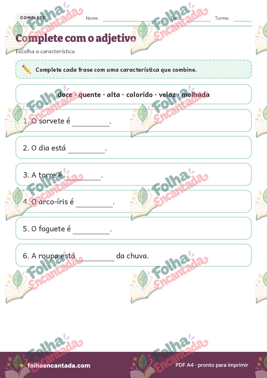Prévia da página 3 de Adjetivos: Como São as Coisas em Atividades