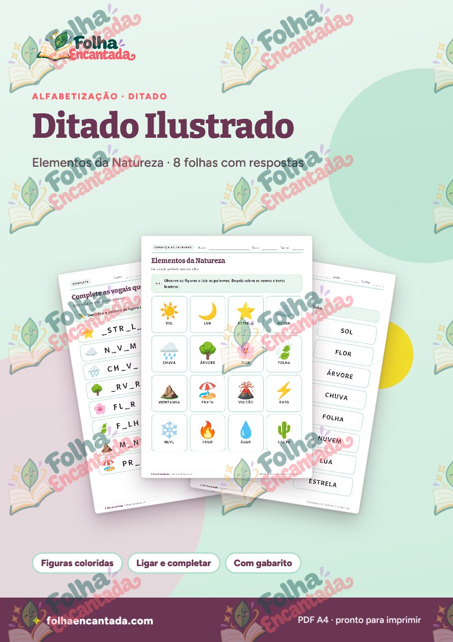 Prévia da página 1 de Ditado Ilustrado: Elementos da Natureza