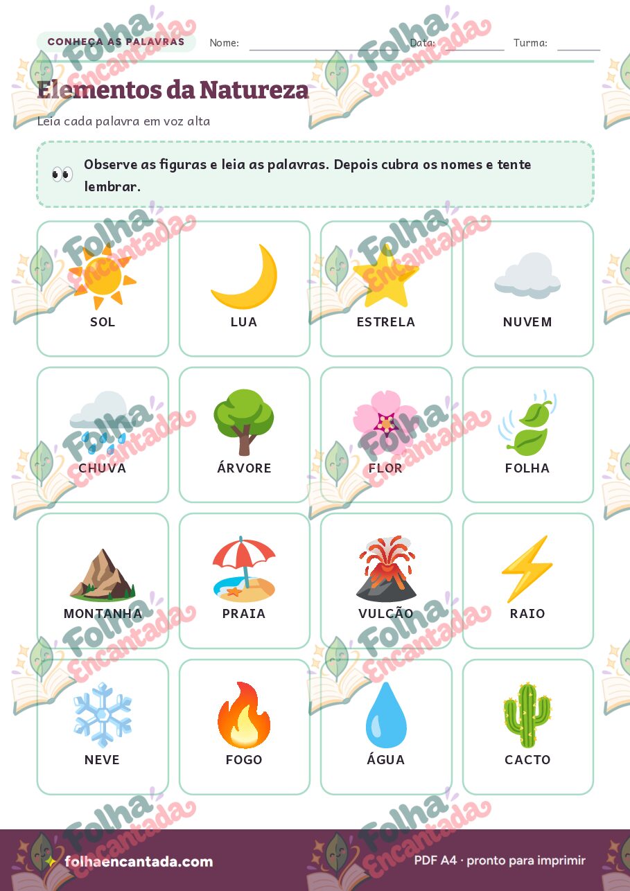 Prévia da página 2 de Ditado Ilustrado: Elementos da Natureza