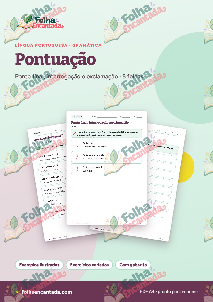 Prévia da página 1 de Pontuação: Ponto Final, Interrogação e Exclamação
