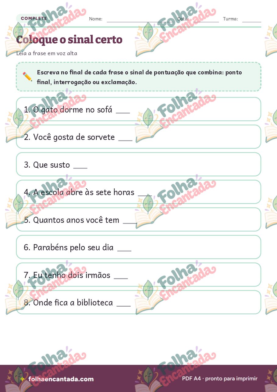 Prévia da página 3 de Pontuação: Ponto Final, Interrogação e Exclamação