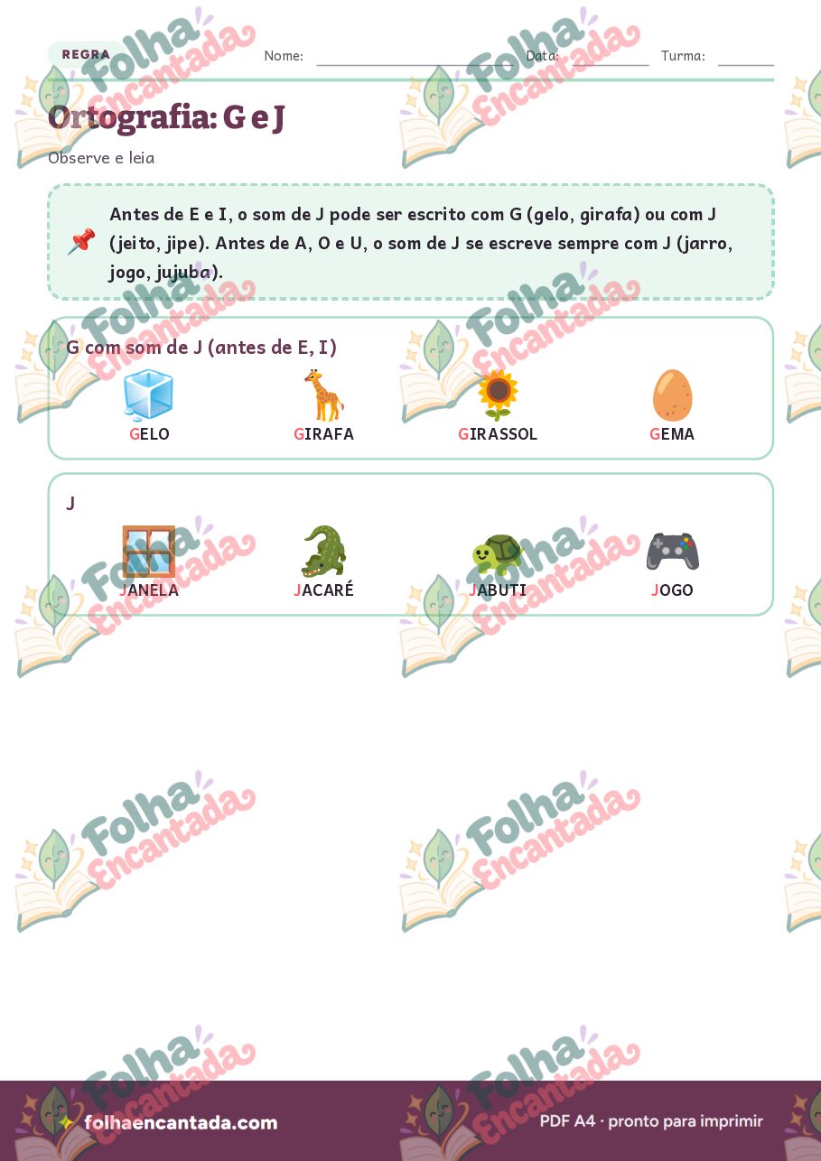 Prévia da página 2 de Ortografia: G e J em Atividades