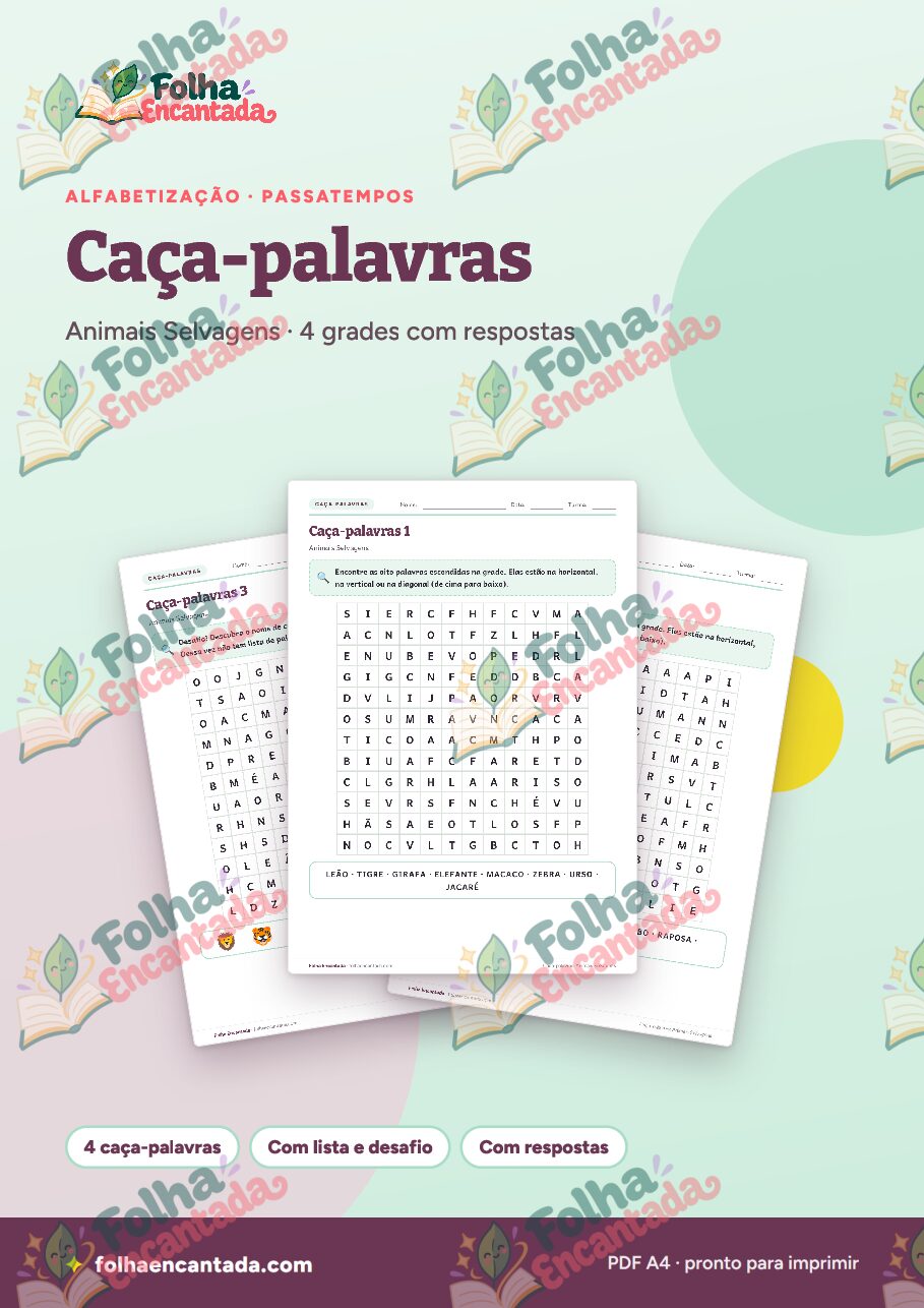 Prévia da página 1 de Caça-palavras: Animais Selvagens