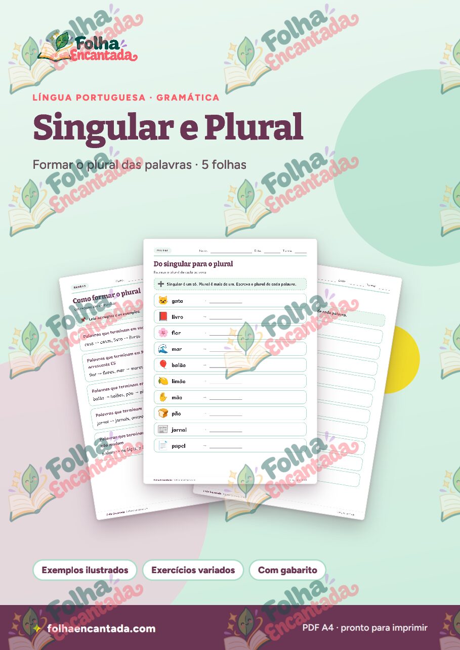 Prévia da página 1 de Singular e Plural em Atividades
