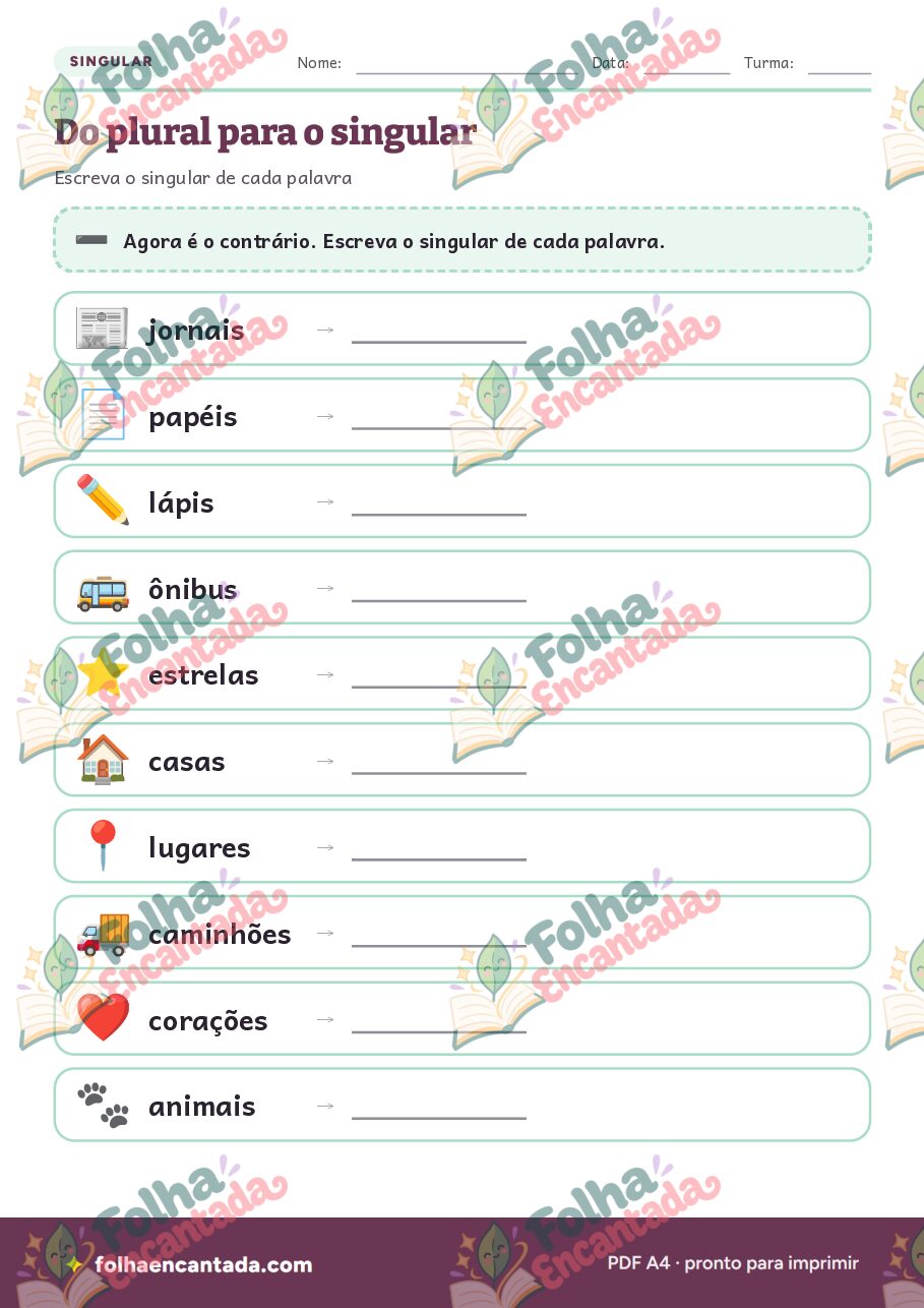 Prévia da página 3 de Singular e Plural em Atividades