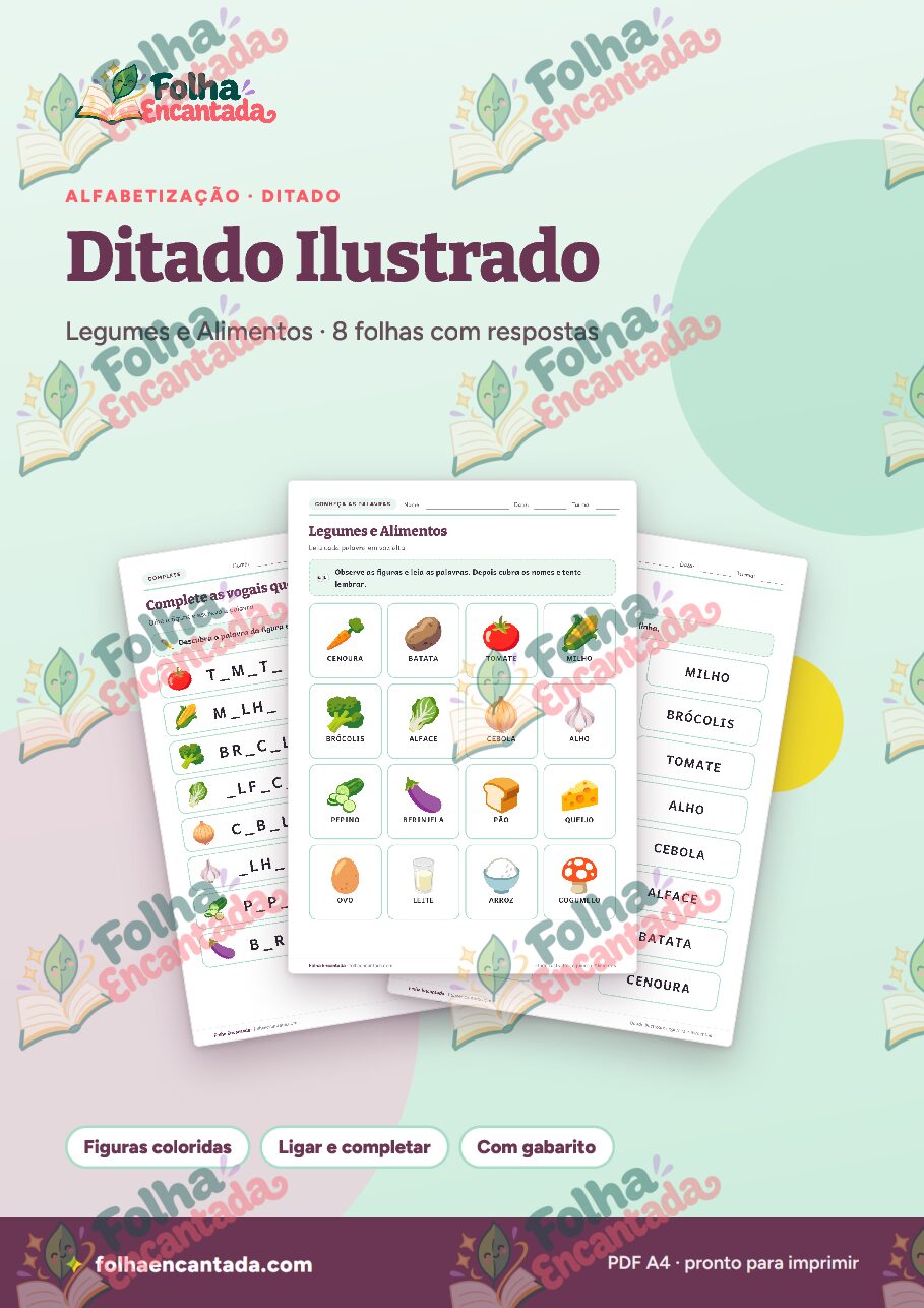 Prévia da página 1 de Ditado Ilustrado: Legumes e Alimentos
