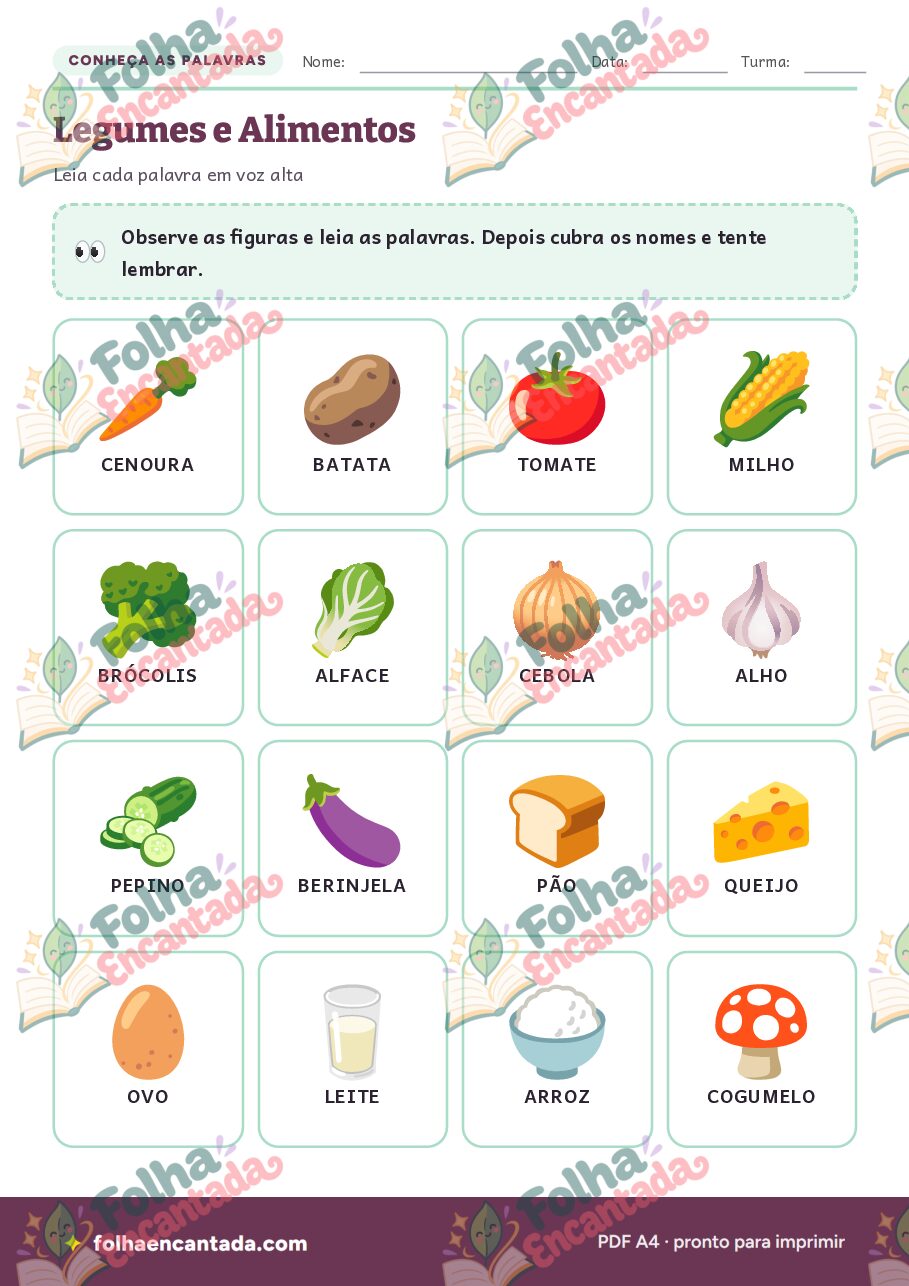 Prévia da página 2 de Ditado Ilustrado: Legumes e Alimentos