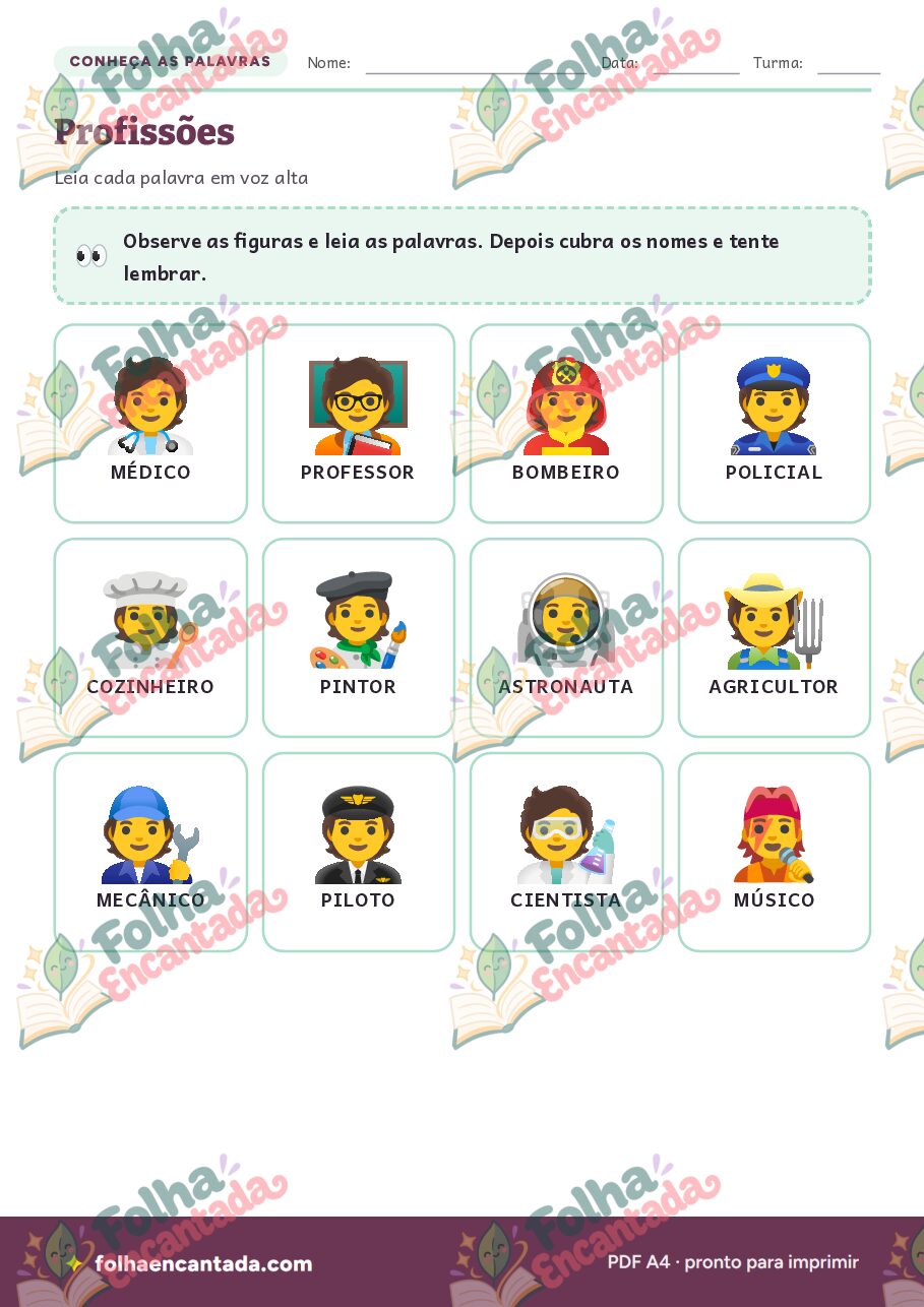 Prévia da página 2 de Ditado Ilustrado: Profissões