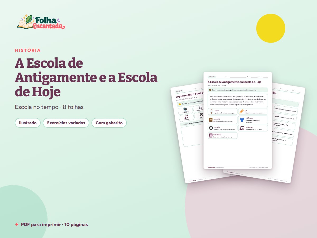 Capa da atividade A Escola de Antigamente e a Escola de Hoje