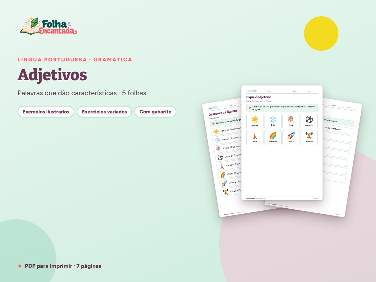 Capa da atividade Adjetivos: Como São as Coisas em Atividades