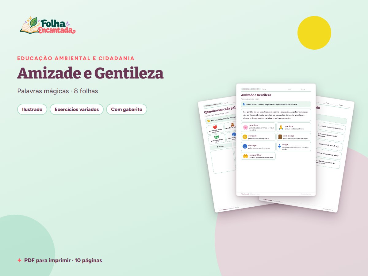 Capa da atividade Amizade e Gentileza
