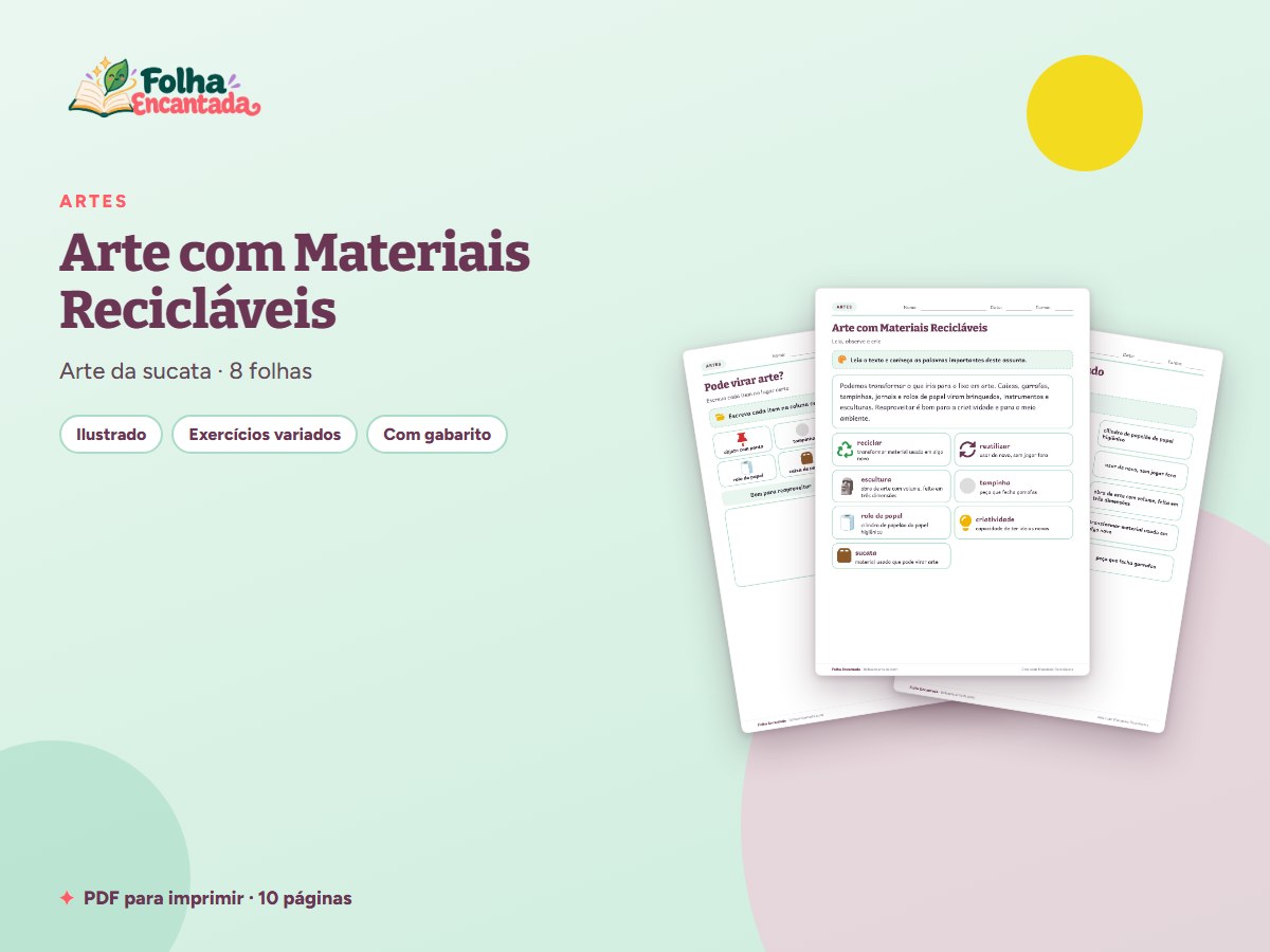 Capa da atividade Arte com Materiais Recicláveis