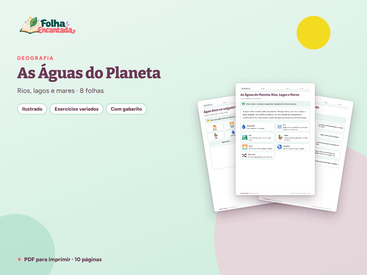 Capa da atividade As Águas do Planeta: Rios, Lagos e Mares
