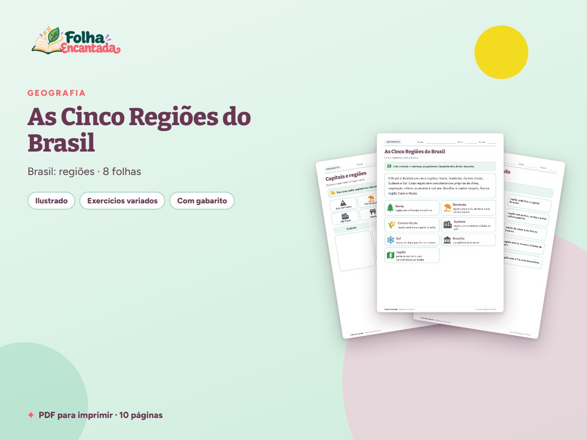 Capa da atividade As Cinco Regiões do Brasil