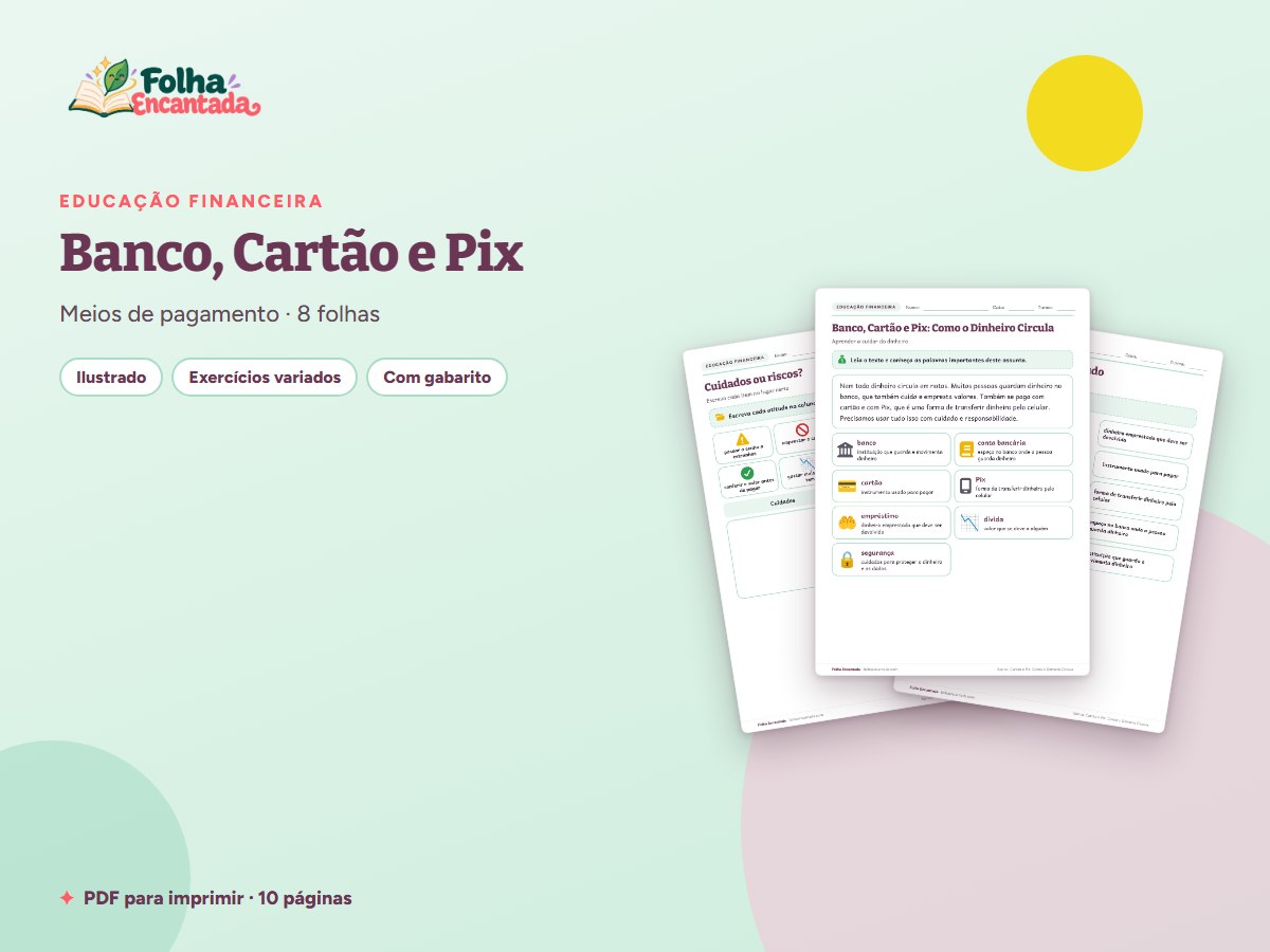 Capa da atividade Banco, Cartão e Pix: Como o Dinheiro Circula