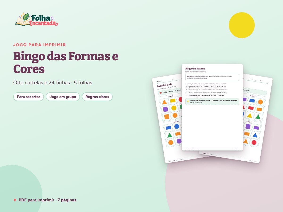 Capa da atividade Bingo das Formas e Cores