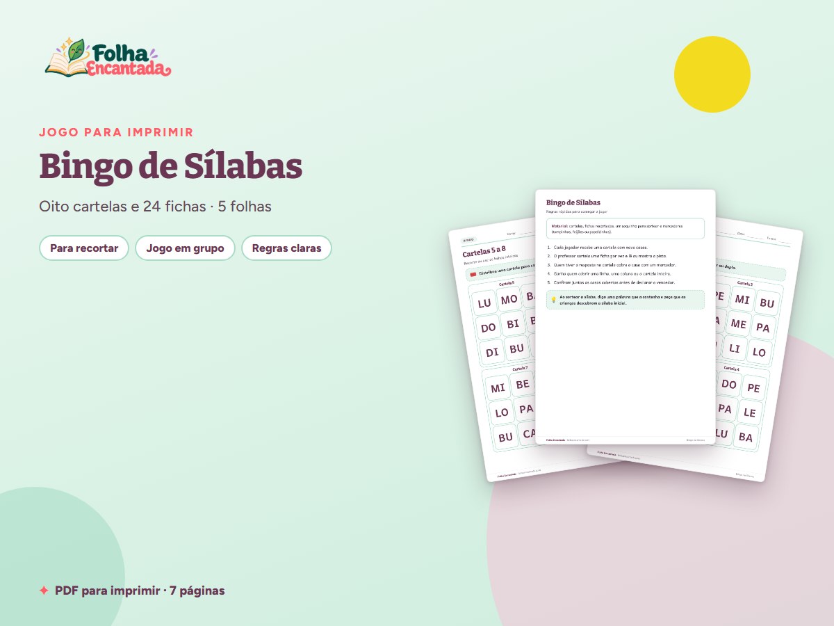 Capa da atividade Bingo de Sílabas: Ler e Reconhecer