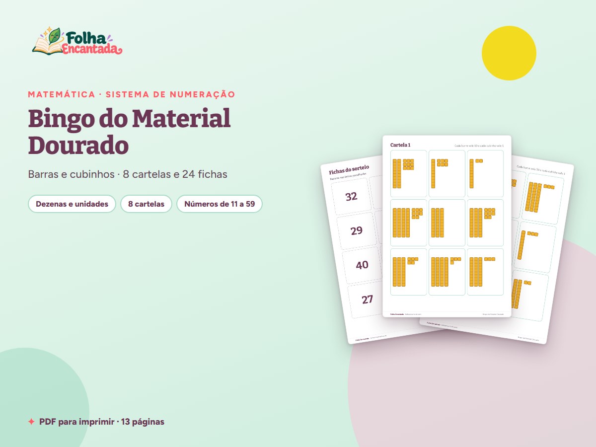 Capa da atividade Bingo do Material Dourado: Dezenas e Unidades