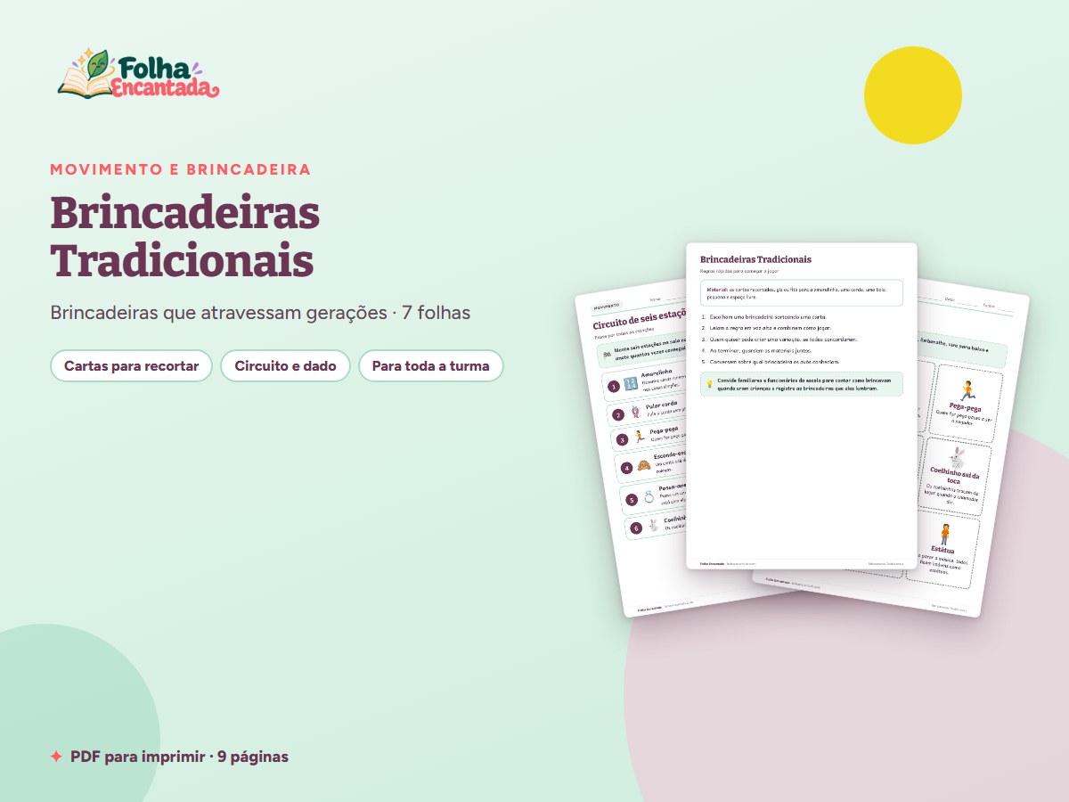Capa da atividade Brincadeiras Tradicionais: Amarelinha, Corda e Pega-pega