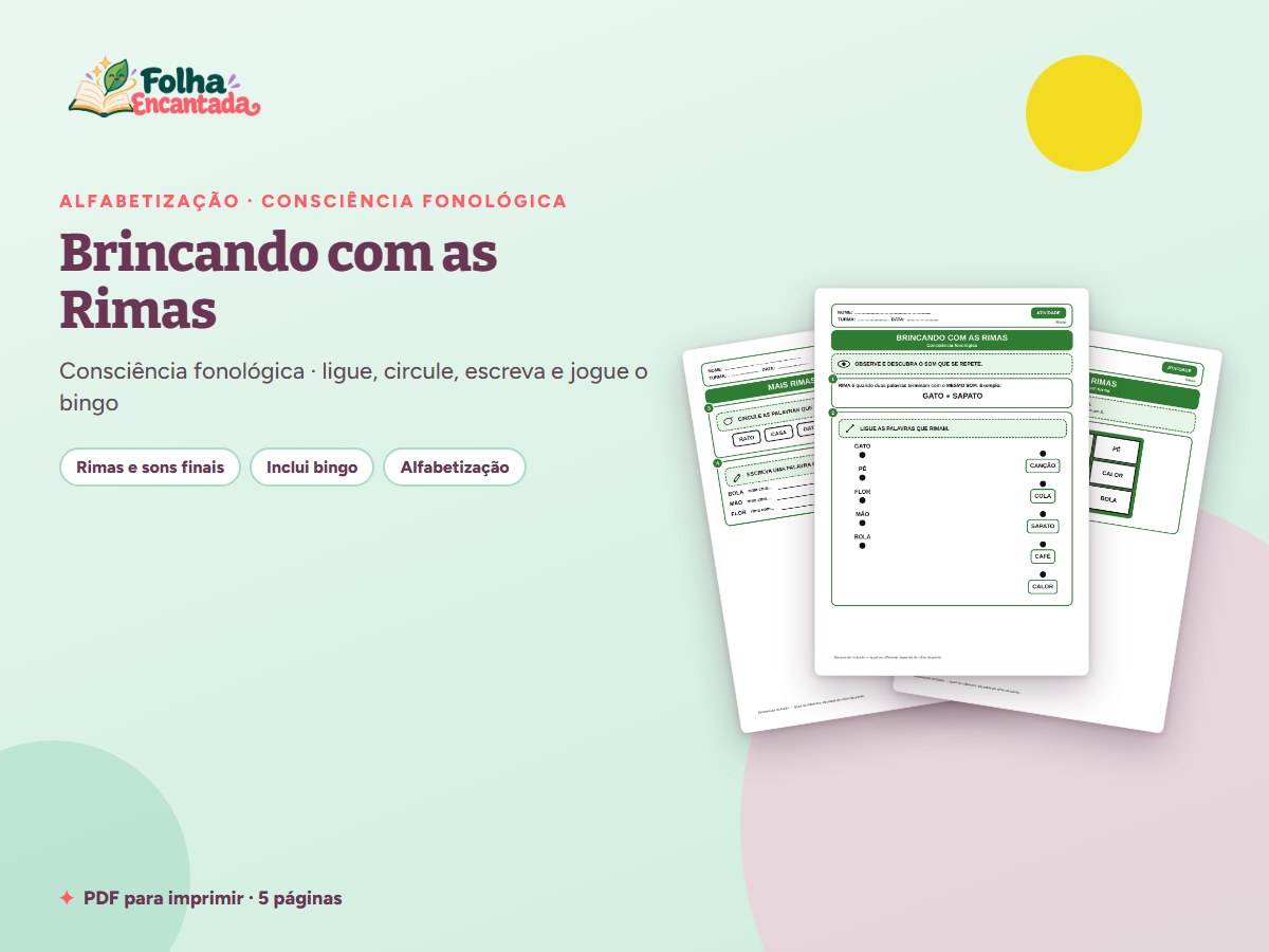 Capa da atividade Brincando com as Rimas: Consciência Fonológica