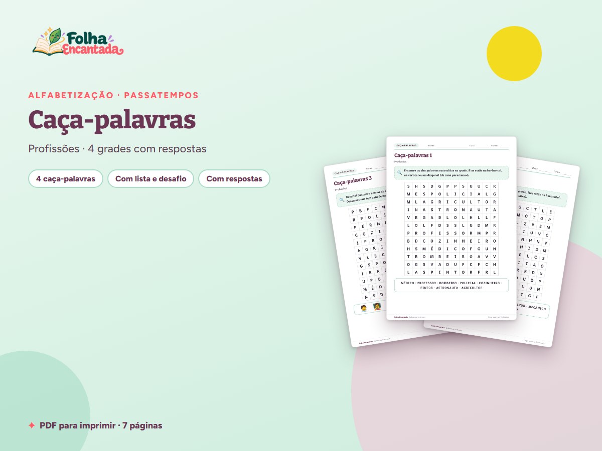 Capa da atividade Caça-palavras: Profissões