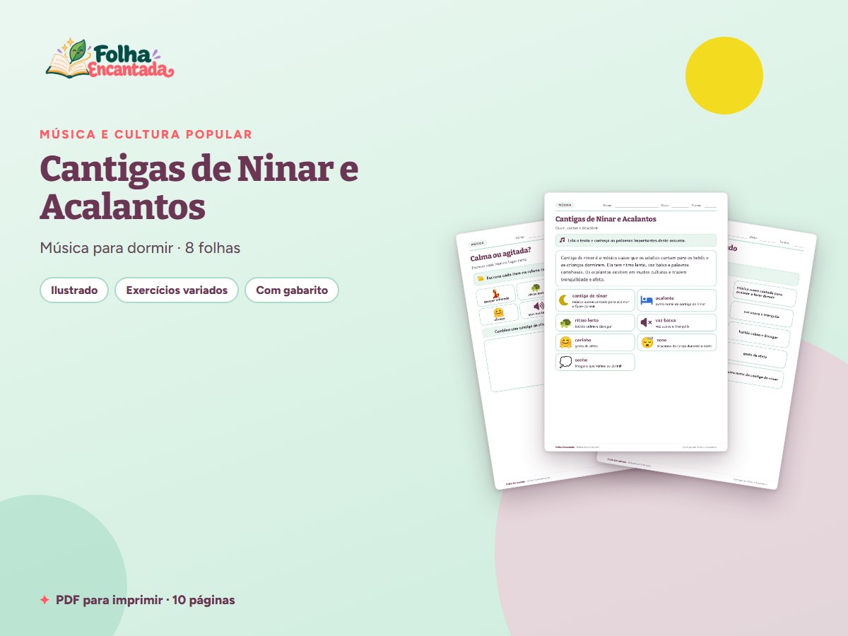 Capa da atividade Cantigas de Ninar e Acalantos