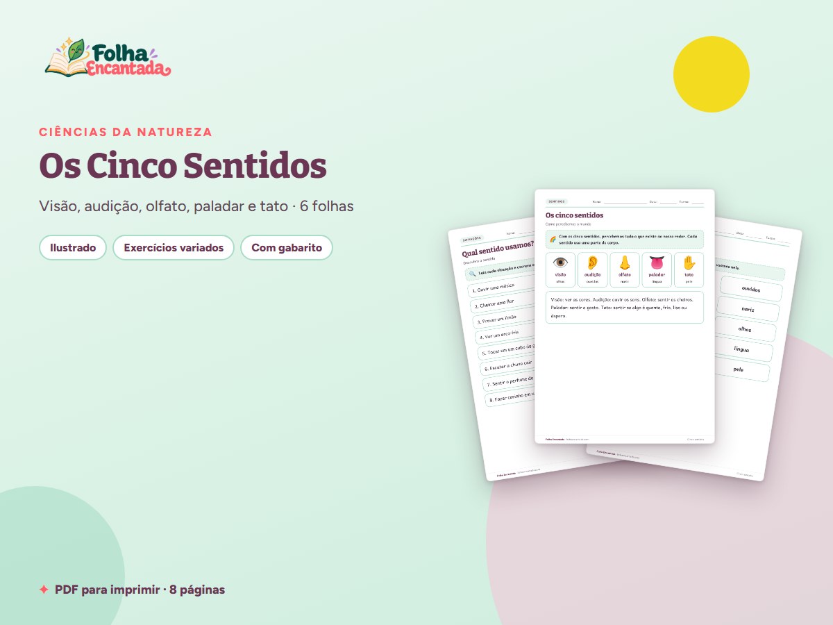 Capa da atividade Os Cinco Sentidos em Atividades de Ciências
