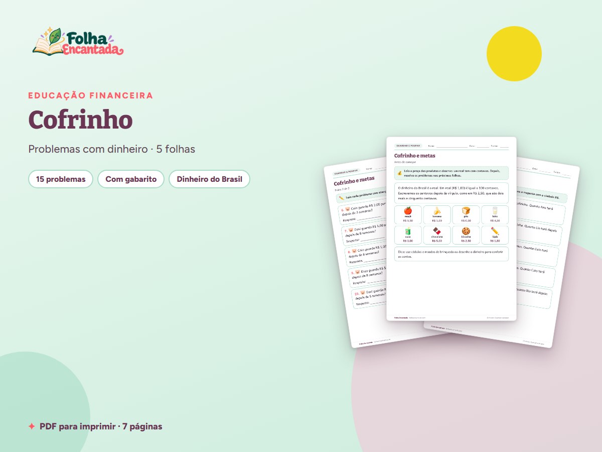 Capa da atividade Cofrinho: Guardar e Poupar Dinheiro