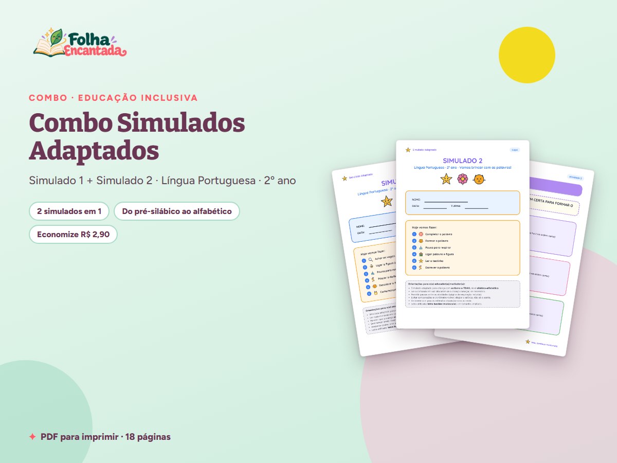 Capa da atividade Combo Simulados Adaptados TEA e TDAH: Simulado 1 e 2