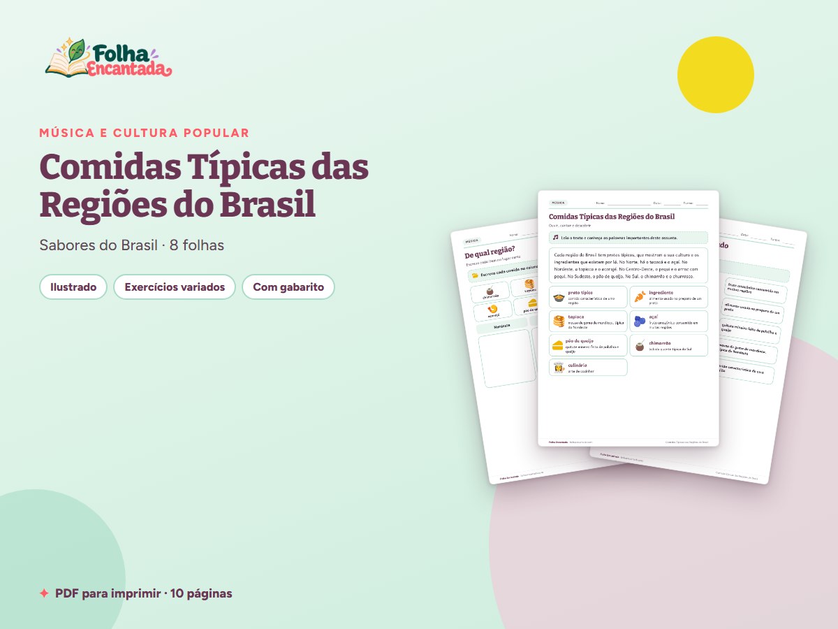 Capa da atividade Comidas Típicas das Regiões do Brasil