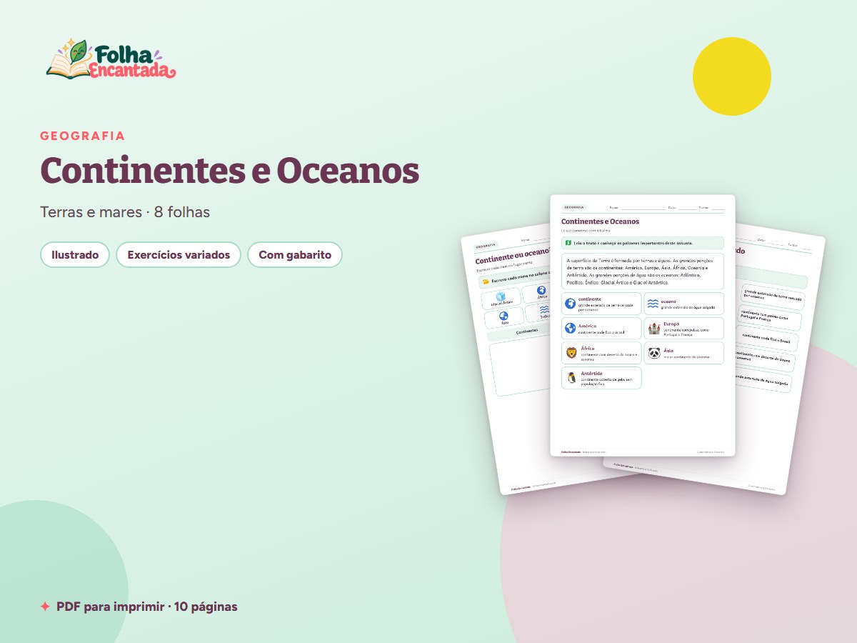 Capa da atividade Continentes e Oceanos