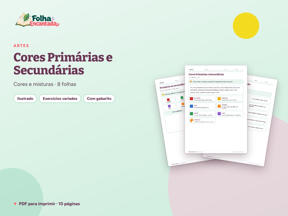 Capa da atividade Cores Primárias e Secundárias