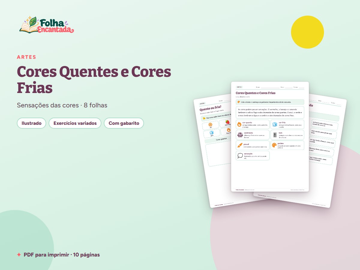 Capa da atividade Cores Quentes e Cores Frias