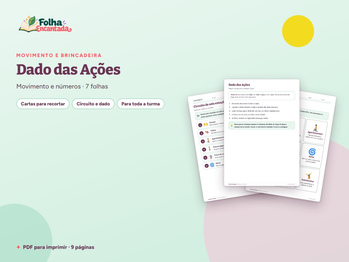 Capa da atividade Dado das Ações: Movimentos e Contagem