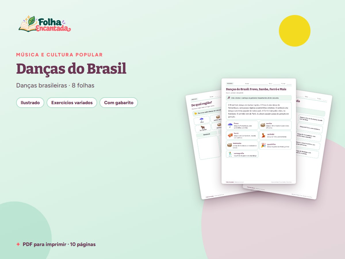 Capa da atividade Danças do Brasil: Frevo, Samba, Forró e Mais