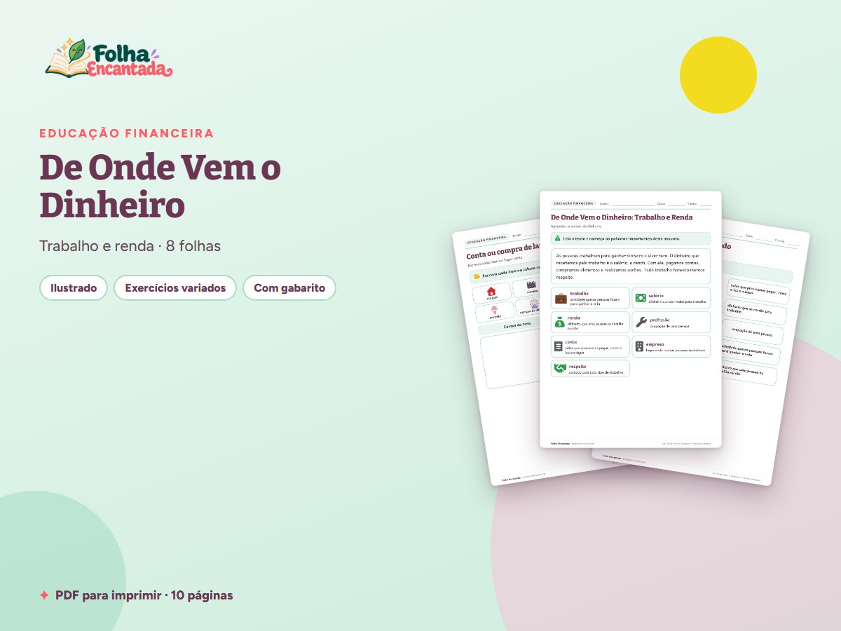 Capa da atividade De Onde Vem o Dinheiro: Trabalho e Renda