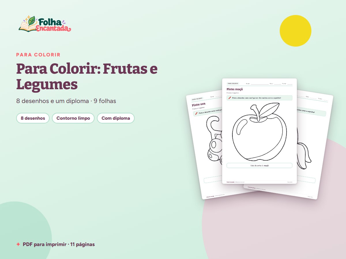 Capa da atividade Desenhos para Colorir: Frutas e Legumes