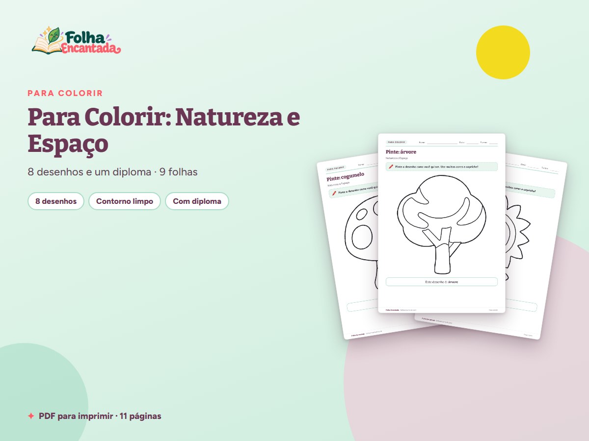 Capa da atividade Desenhos para Colorir: Natureza e Espaço