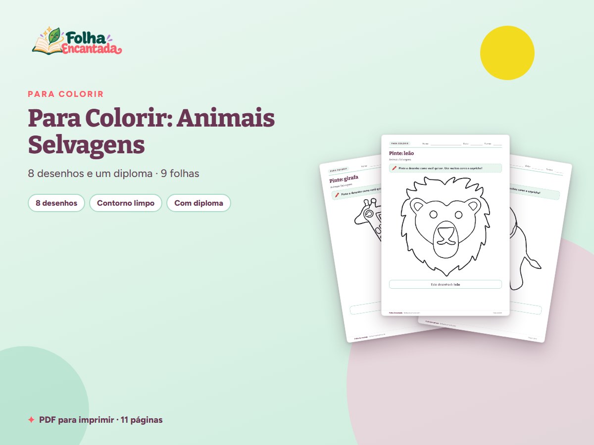 Capa da atividade Desenhos para Colorir: Animais Selvagens